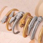 Snake Bangle Open Cuff Bracelet for Women | Cubic Zirconia, Stretch Bracelets, Sparkly, Cocktail, Evening Jewelry Gift
