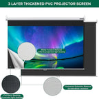 100 Inch Projector Screen Pull Down, 3 Layers PVC Auto-Locking Manual Pull down Projector Screen Retractable, 16:9 Portable Screen Indoor Outdoor - Home Theater Office Education