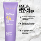 Face Wash for Sensitive Skin Facial Cleanser Vegan Ceramide Barrier Repair Extra Gentle for Daily Fragrance Free for Sensitive Skin, Clean Beauty, Vegan & Cruelty-Free Dermatologist Tested