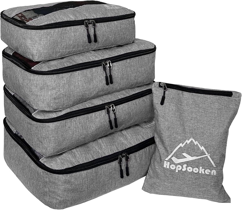 5 Set Packing Cubes for Travel Large Suitcase Luggage Organizer Bags Travel Accessories Vacation 4 Cubes 1 Laundry Pouch Bag