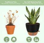 Self Watering Pots with Water Level Indicator, 12" 10" 9" 8" Large Plastic Flower Pots with Mesh Drainage Hole and Removable Saucer Reservoir for Indoor Outdoor Plants 4Pcs （Black
