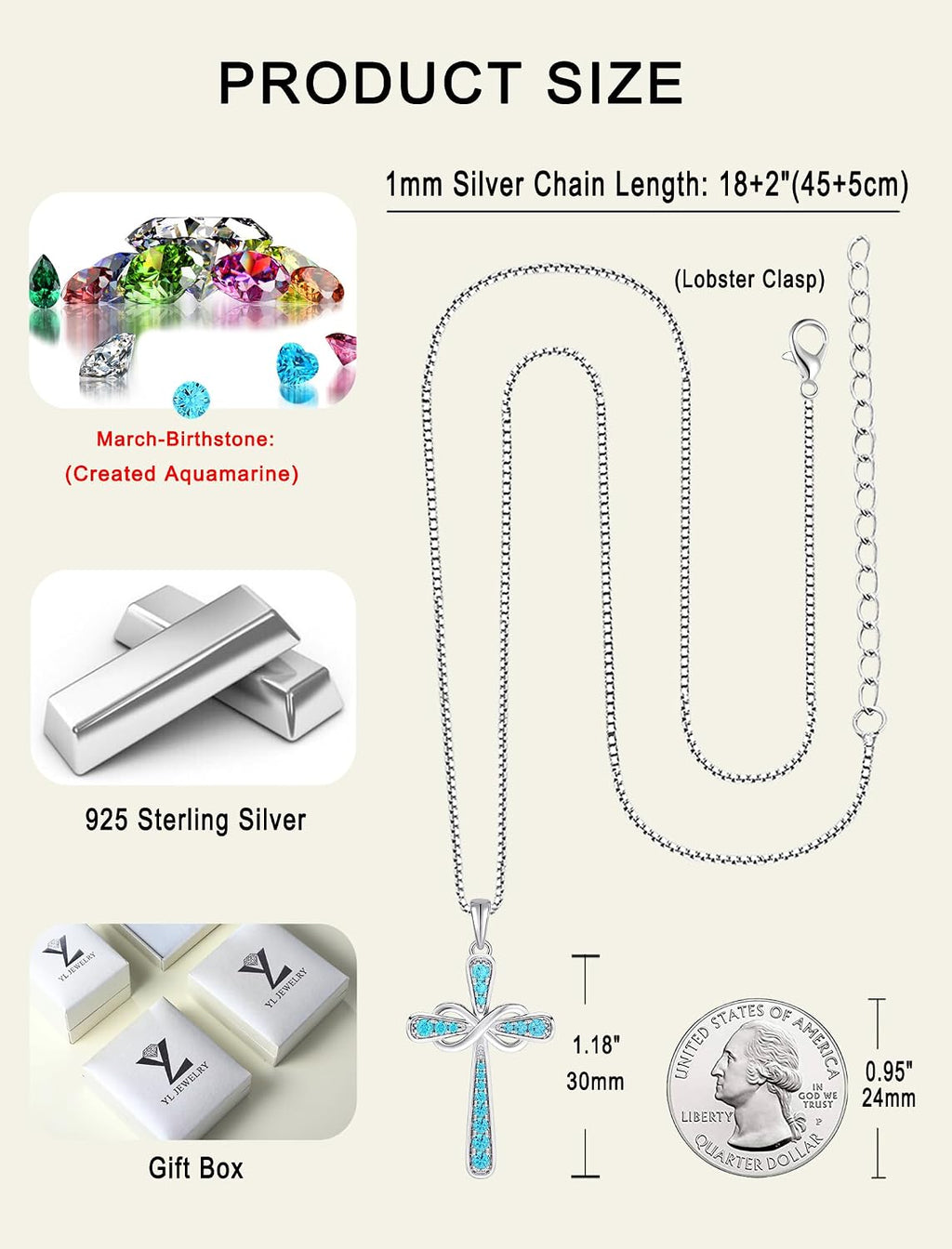 925 Sterling Silver Cross Necklace for Women Halo Infinity Pendant Cubic Zirconia Jewelry for Mom