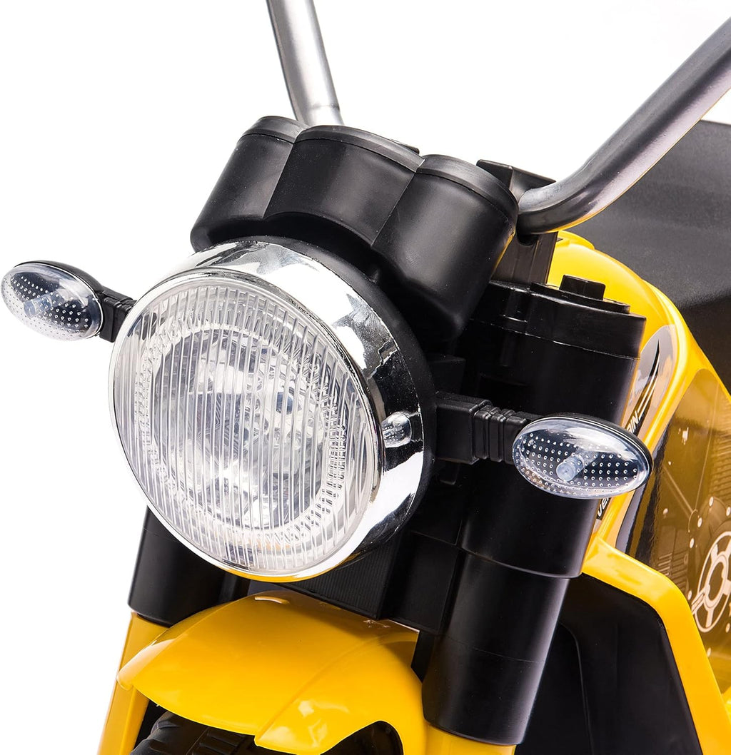 Electric Motorcycle for Kids 6V Ride-On 3-Wheels 18-36 M Yellow | Battery Powered, Dirt Bike, Motorbike, Horn, Headlights, Realistic Sounds Speed