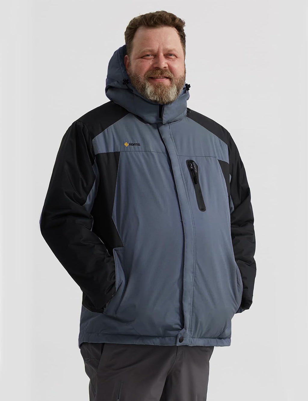 Men'S Winter Ski Jacket Waterproof Snow Coat with Detachable Hood | Windproof, Fleece-Lined, Insulated, Multiple Pockets, for Snowboarding and Cold, Rainy Weather