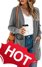 Women'S Kimono Cardigan Long Sleeve Open Front Casual Knit Sweaters Coat Oversized Soft Outwear with Pockets