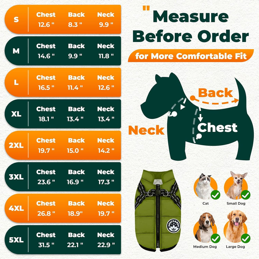 Winter Dog Coat with Harness Built in Waterproof Dog Jackets Warm Pet Fleece Vest Windproof Snow Jacket Snowsuit Reflective Dogs Cold Weather Coats for Puppy Small Medium Large Dogs Cats