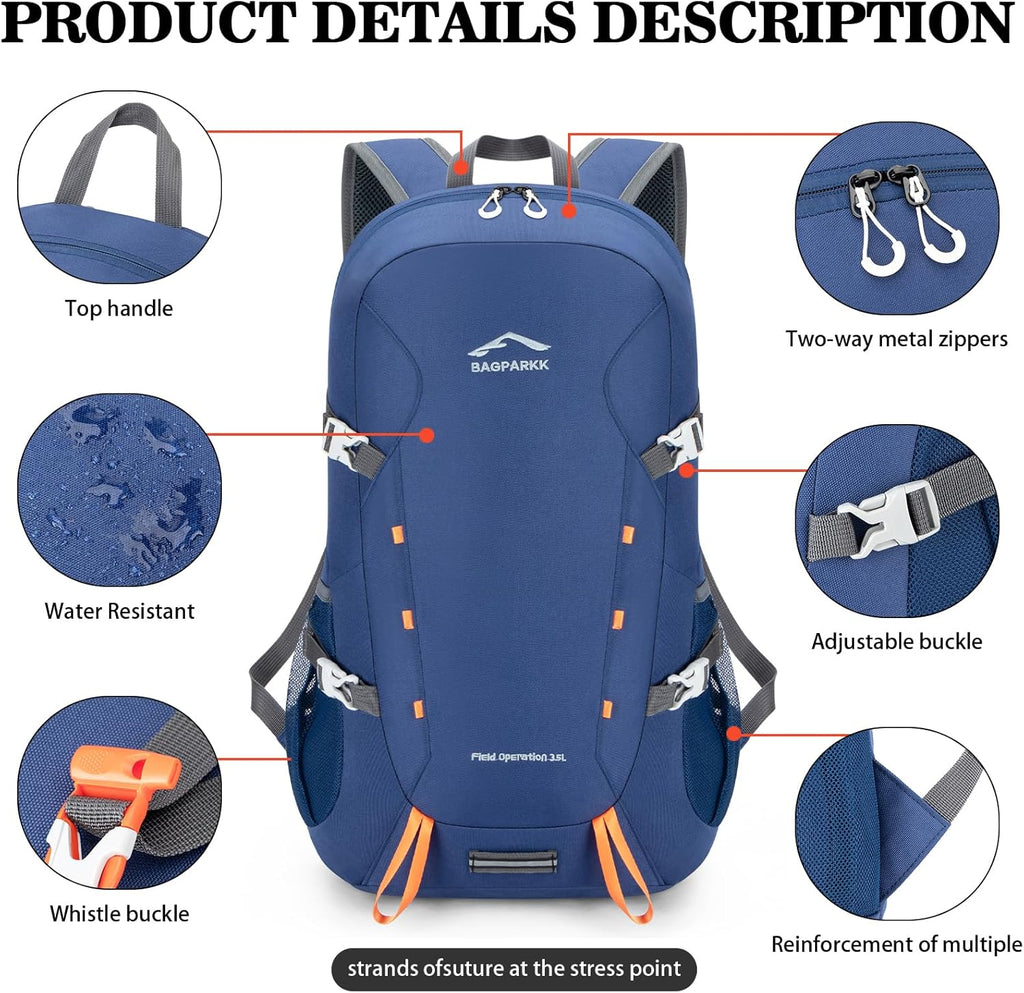 35L Ultra Lightweight Foldable Packable Hiking Backpack | Travel Backpack, Survival Whistle, Water-Resistant, Camping Daypack, Outdoor Sports, 0.88 Pounds, Men & Women