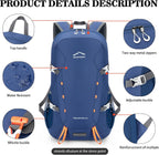 35L Ultra Lightweight Foldable Packable Hiking Backpack | Travel Backpack, Survival Whistle, Water-Resistant, Camping Daypack, Outdoor Sports, 0.88 Pounds, Men & Women