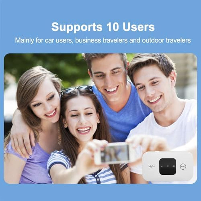 Mobile Hotspot, Portable Travel Router Supports 10 Users at the Same Time, Pocket Device with 2100Mah Large Battery, for Secure Internet at Home Or