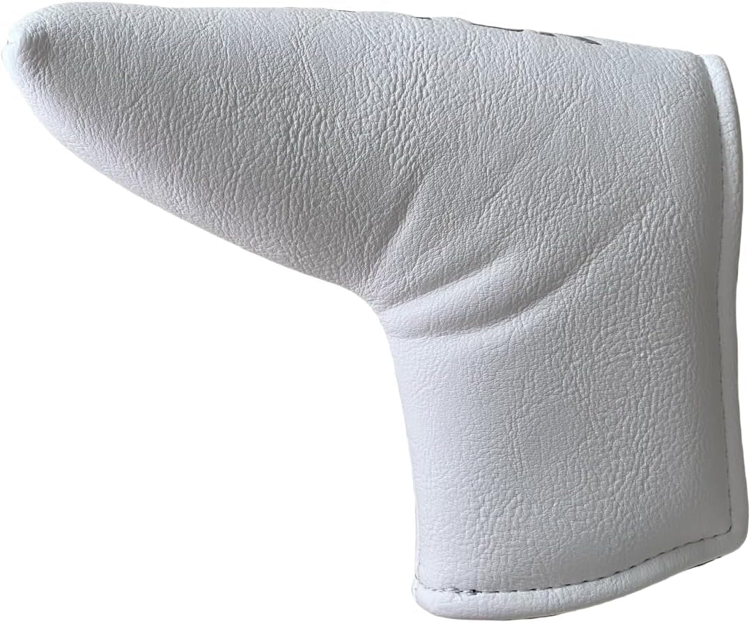 Golf Blade Putter Head Cover Headcover Magnetic - White Putter Golf Headcover - Premium Synthetic Leather Putter Cover for Golf Clubs Fits for Most Brands