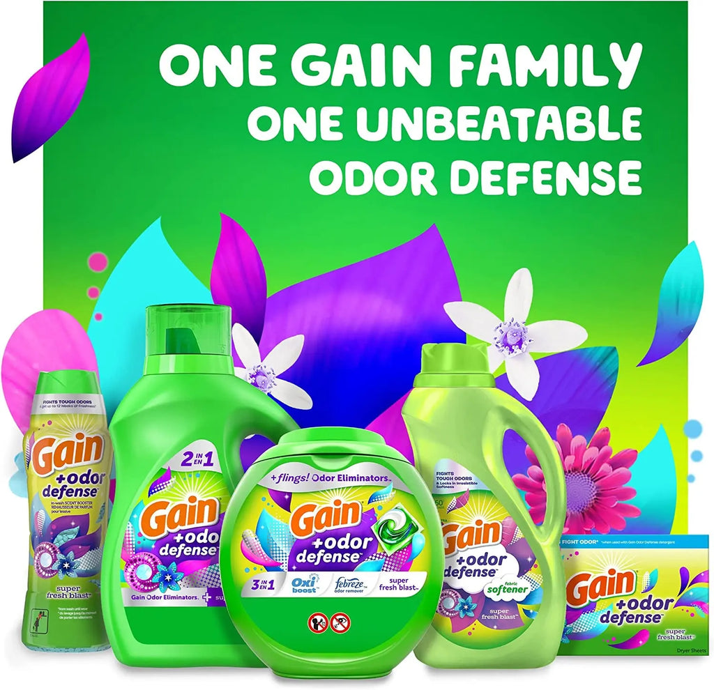 + Odor Defense Liquid Fabric Softener, Super Fresh Blast Scent, 140 Oz 190 Loads, HE Compatible