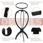 Wig Head Stand for Travel, Wig Drying Stand, Black, 2 Packs | Easy Assembly, Fast Air Drying, Travel Portable, Shape Retention, Versatile Display