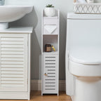 Toilet Paper Holder Stand: Small Bathroom Cabinet Storage for Small Spaces