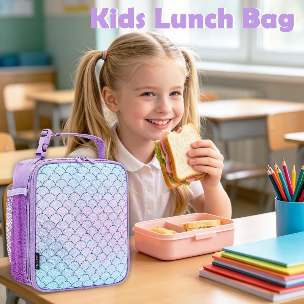 Kids Lunch Box Insulated Soft Bag Mini Cooler Back to School Thermal Meal Tote Kit for Girls, Boys, Scale