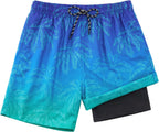 Boys Swim Trunks Compression Liner Swim Shorts Quick Dry Bathing Suit with Boxer Brief Swimwear 2-20T