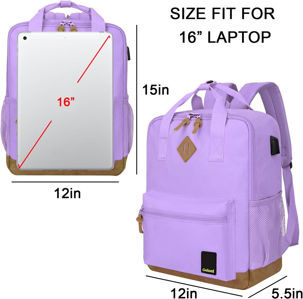 Small Carry on Travel Backpack with USB Charging Port, Lightweight Water Resistant Mini Carry-On Backpack for Men Women, Compact Personal Everyday Backpack,Purple