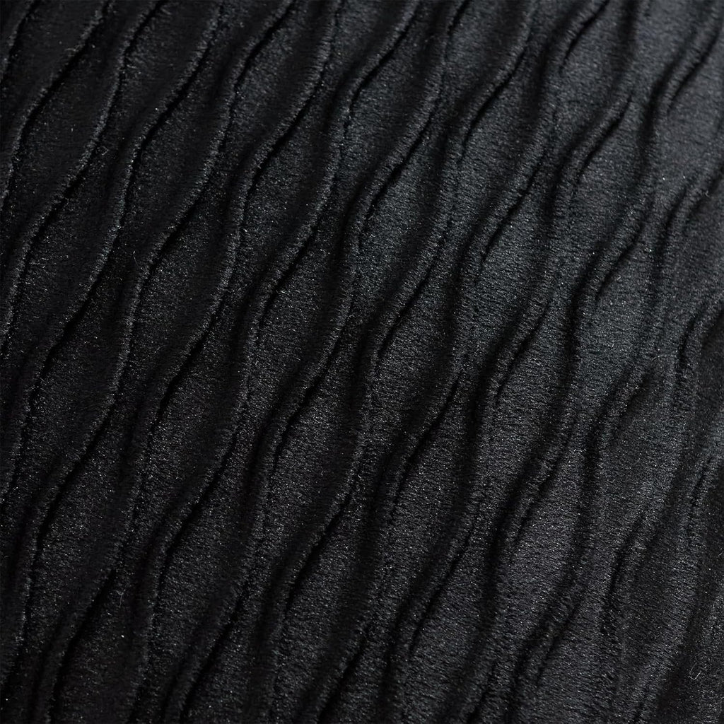 Black Vertical Ripple Striped Decorative Pillow Covers: Pack of 2 22X22 Inch Velvet Square Throw Pillow Cases for Farmhouse Couch Sofa Bed Living Room Home Decor