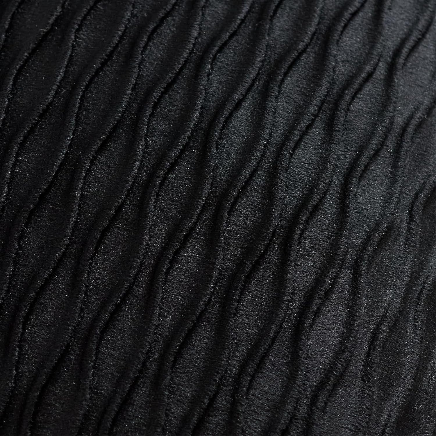 Black Vertical Ripple Striped Decorative Pillow Covers: Pack of 2 22X22 Inch Velvet Square Throw Pillow Cases for Farmhouse Couch Sofa Bed Living Room Home Decor