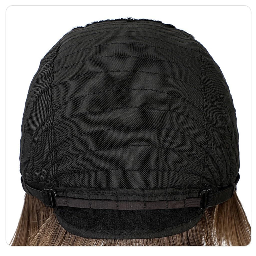 Human Hair Wig Wig Women'S Fashion Gradient Color Oblique Bangs Wig Simulation Natural Lifelike Short Straight Hair High Temperature Synthetic Wig Wig with Bangs Synthetic Wigs