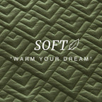Quilt Set Queen Size Summer Squares Pattern Forest Green Bedspread | Bedding Set for All Season Use, Soft & Breathable Coverlet,3-Piece Set Includes 2 Shams, Machine Washable