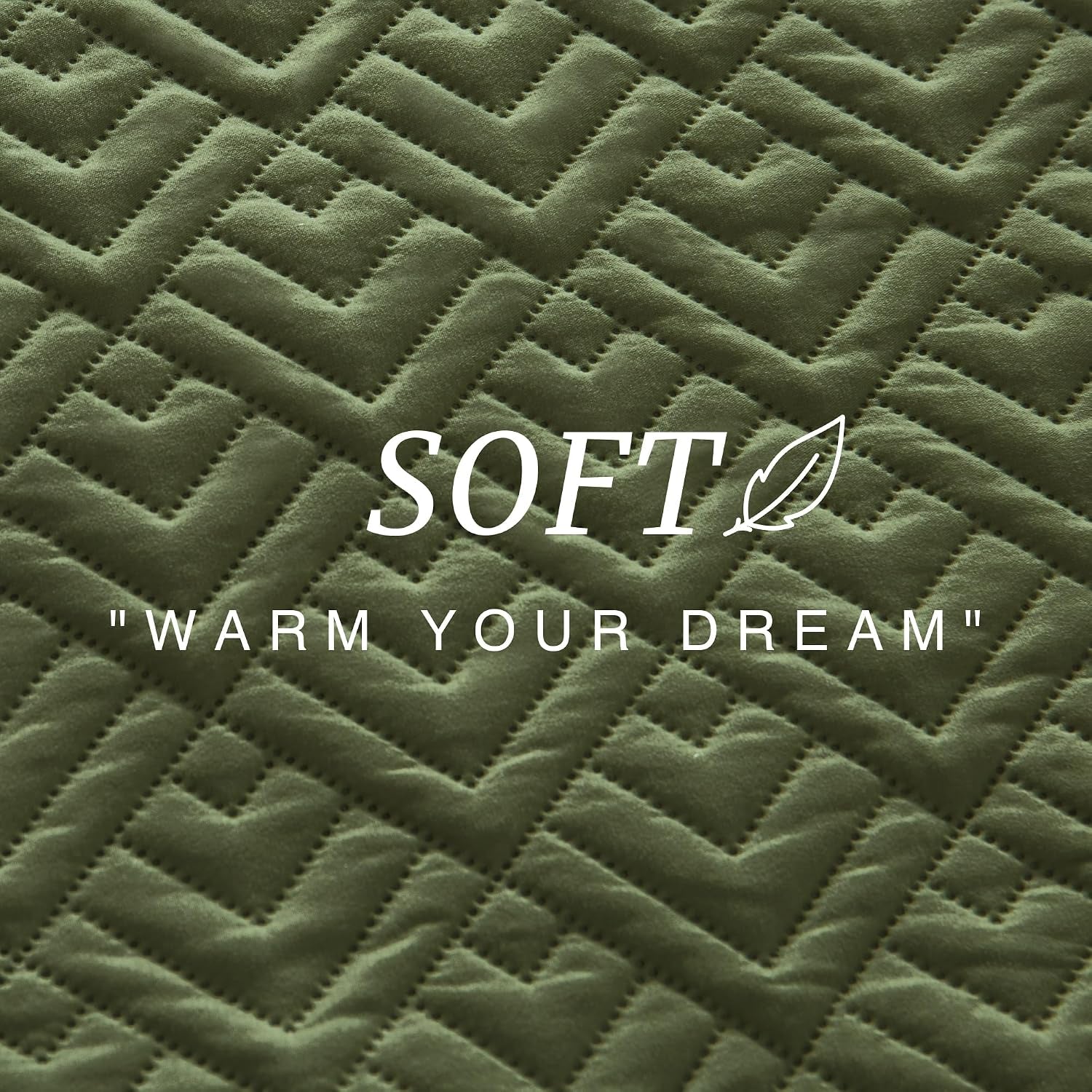 Quilt Set Queen Size Summer Squares Pattern Forest Green Bedspread | Bedding Set for All Season Use, Soft & Breathable Coverlet,3-Piece Set Includes 2 Shams, Machine Washable