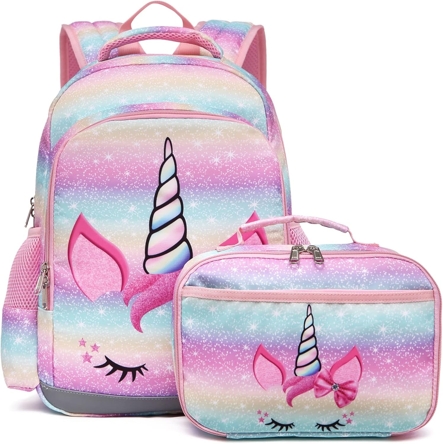 Girls Backpack, Kids Backpacks for School Kindergarten Girls Backpack with Lunch Box & Chest Strap