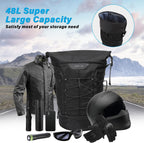 Motorcycle Sissy Bar Backrest Bag Travel Luggage Bag, Large Capacity Duffle Bags Expandable 30L-48L, Motorcycle Gear Tail Bags with Rain Cover&Shoulder Strap, Black