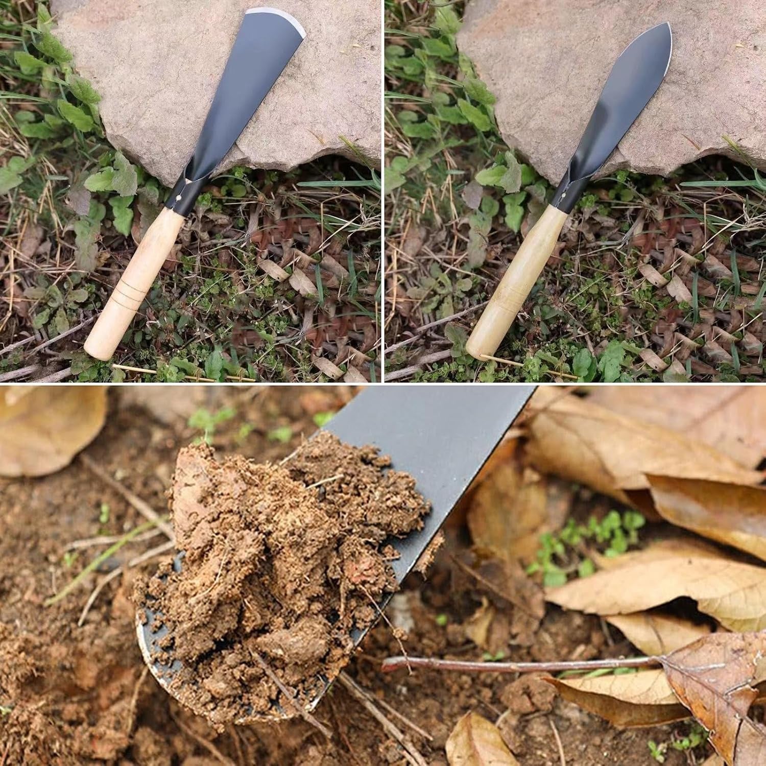 Garden Shovel Trowel Tool Set, 3 Pack Heavy Duty Gardening Tools Set Include Wide Garden Trowel, Hand Shovel with Repotting Mat, Small Shovels for Digging Planting Transplanting