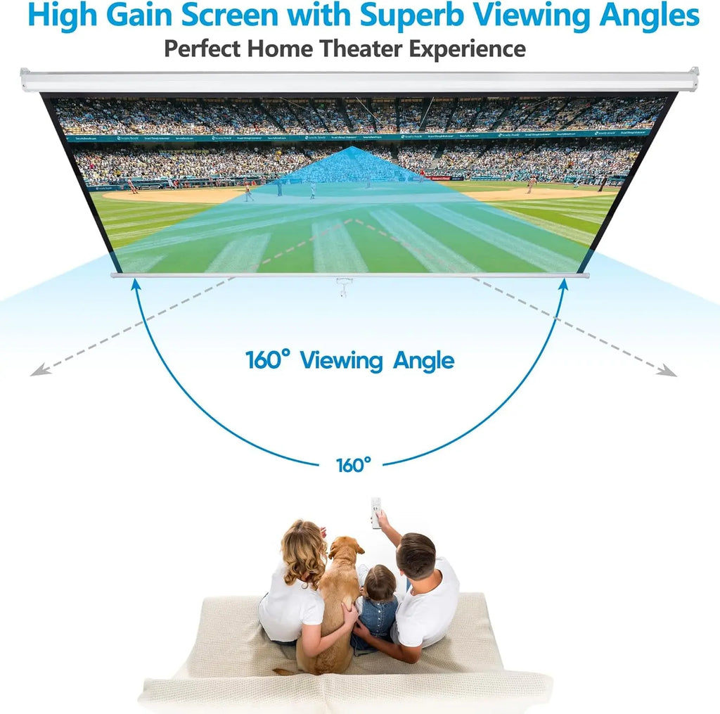 Projector Screen Pull down 80 Inch 16:9 HD Projection Screen Folding Home Theater Portable Indoor Outdoor Movie Screen