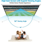 Projector Screen Pull down 80 Inch 16:9 HD Projection Screen Folding Home Theater Portable Indoor Outdoor Movie Screen