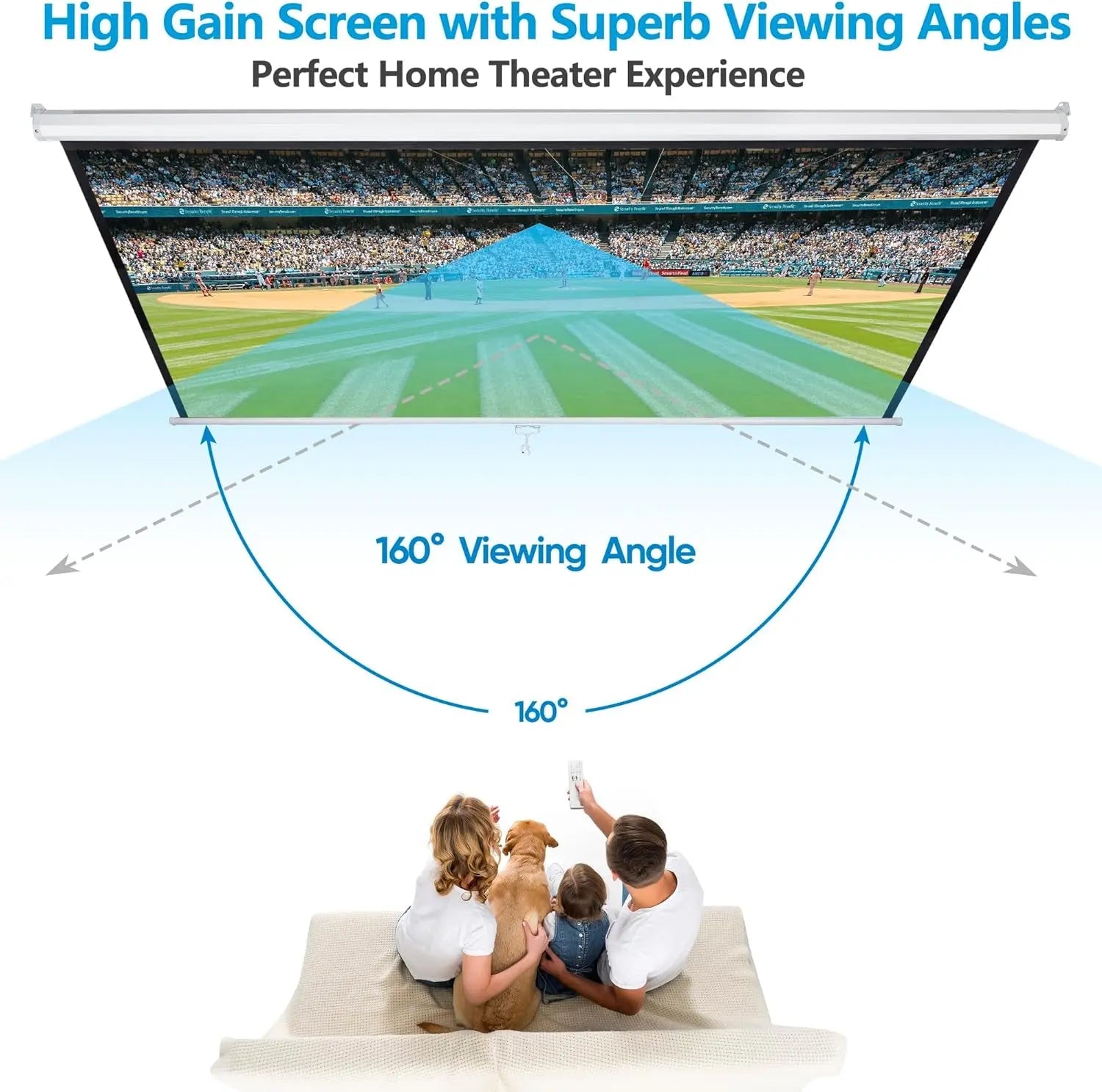 Projector Screen Pull down 80 Inch 16:9 HD Projection Screen Folding Home Theater Portable Indoor Outdoor Movie Screen