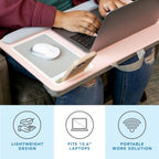 Home Office Pro Lap Desk – Pink, Fits 15.6” Laptops
