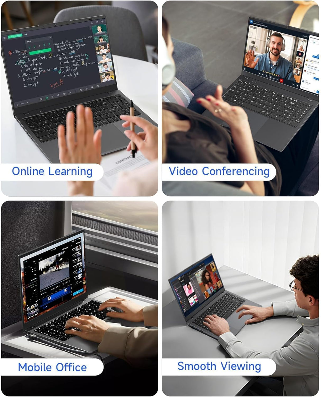 Laptop Computer, 15.6" FHD IPS Display, N95 Processor (Beat N5095), 12GB High-Speed DDR5 RAM 256GB SSD, Wifi 6 BT 5.3, Fingerprint , Backlit Keyboard, Lightweight Notebook for Business Student Office