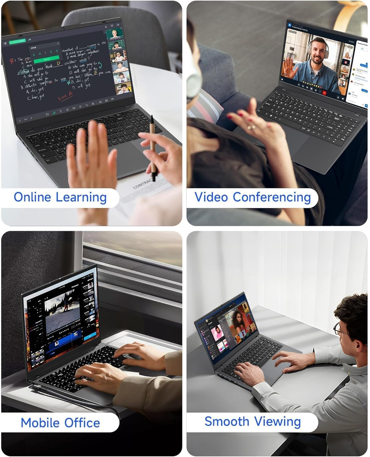 Laptop Computer, 15.6" FHD IPS Display, N95 Processor (Beat N5095), 12GB High-Speed DDR5 RAM 256GB SSD, Wifi 6 BT 5.3, Fingerprint , Backlit Keyboard, Lightweight Notebook for Business Student Office