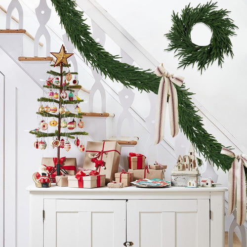 16FT Realistic Christmas Garland Pine Garland Real Touch Green Artificial Greenery Garland Artificial Pine Garlands,For Table Mantle Wall Indoor Outdoor Christmas All-Season Decorations