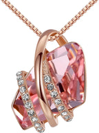 Wish Stone Pendant Necklace with Birthstone Crystal, 18K Rose Gold Plated/Silvertone, 18" + 2"