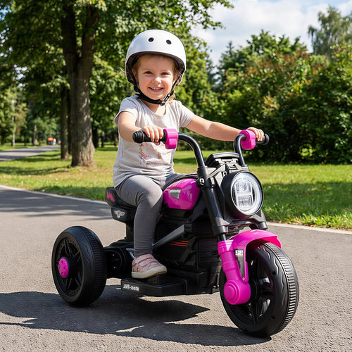 6V Kids Motorcycle with Forward & Reverse Switch, Headlight, Horn, Music, Story, USB Port, 3-Wheel Battery Powered Electric Ride on Toys for Toddler Boys Girls (Pink)