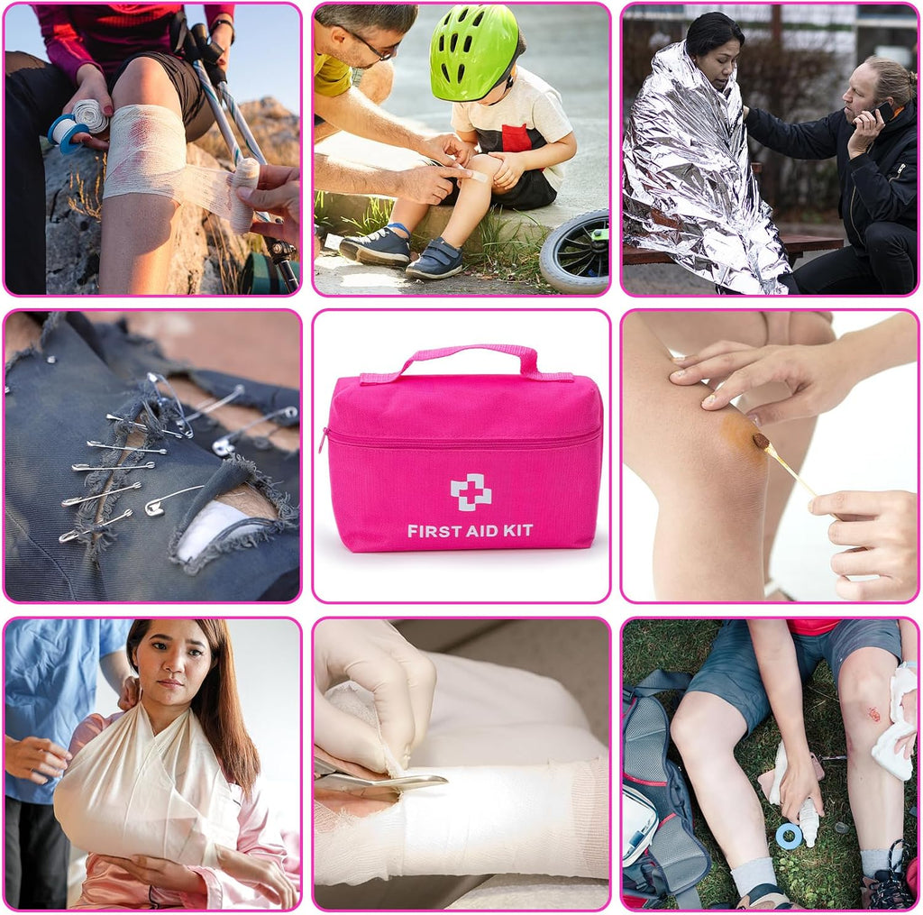 Roadside Emergency Car Kit for Vehicles, Pink Emergency Roadside Assistance Kit with Car First Aid Kit, Thoughtful Car Emergency Kit for Women, Men, New Drivers and Adventurers Gifts
