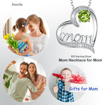Birthday Gifts for Women 925 Sterling Silver Mom Necklace August September Birthstones Necklace Peridot Blue Sapphire and More Stones Jewelry for Her Love Heart Pendant Necklace