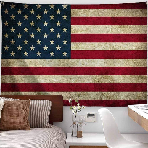 American Flag Wall Hanging Vintage Retro Stars and Stripes Tapestry for Dorm Bedroom Living Room College 60" L X 40" W, USA Flag