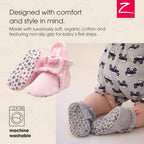 Unisex Organic Cotton Baby Booties, Stay-On and Non-Slip, Newborn to Toddler
