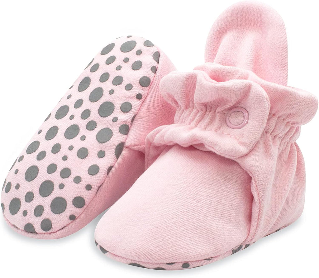 Unisex Organic Cotton Baby Booties, Stay-On and Non-Slip, Newborn to Toddler