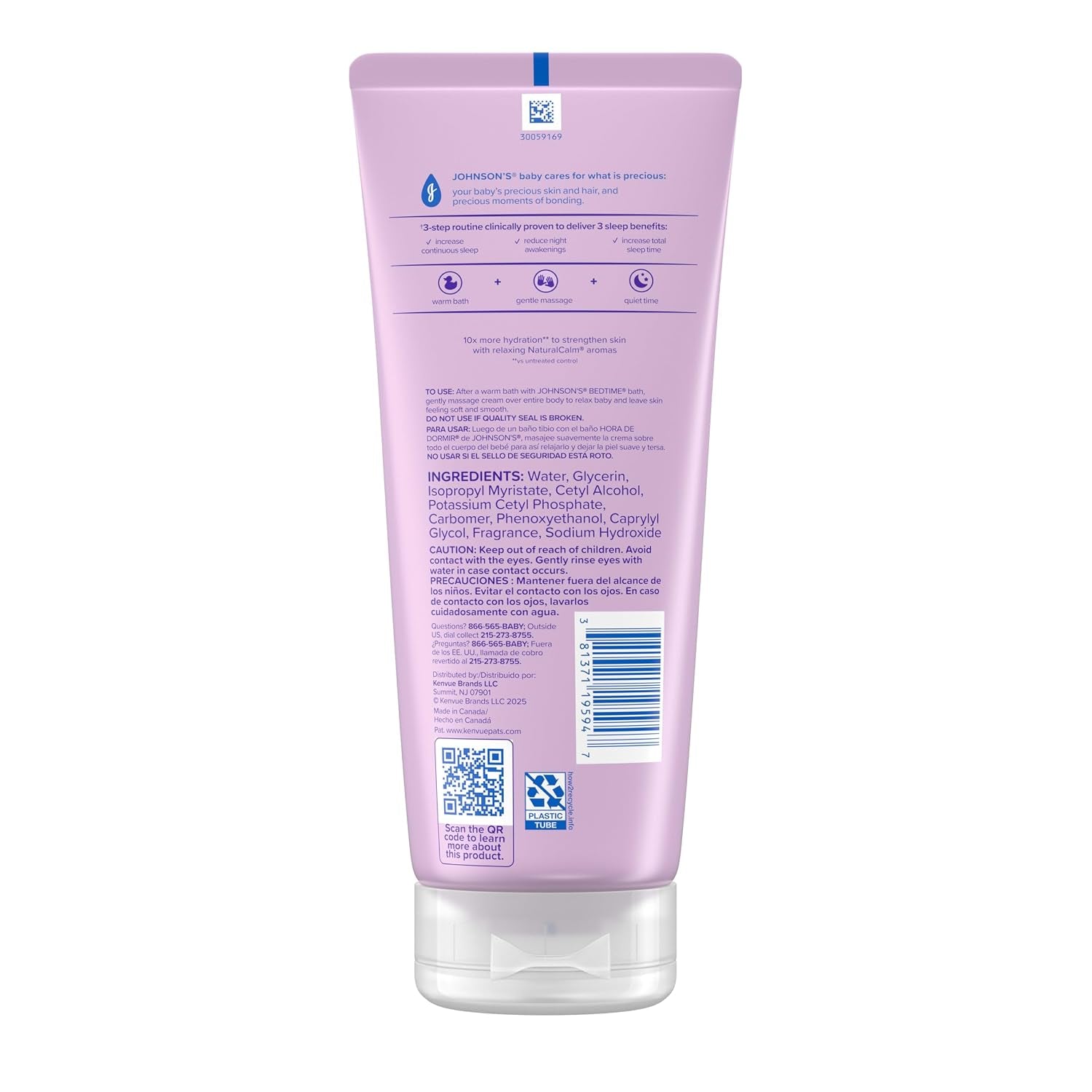 Johnson'S Baby Bedtime Cream with Soothing Naturalcalm Aromas, Baby Cream with Calming Aromas, Soothing and Relaxing Scent, No Added Parabens & Dyes, 8 Oz