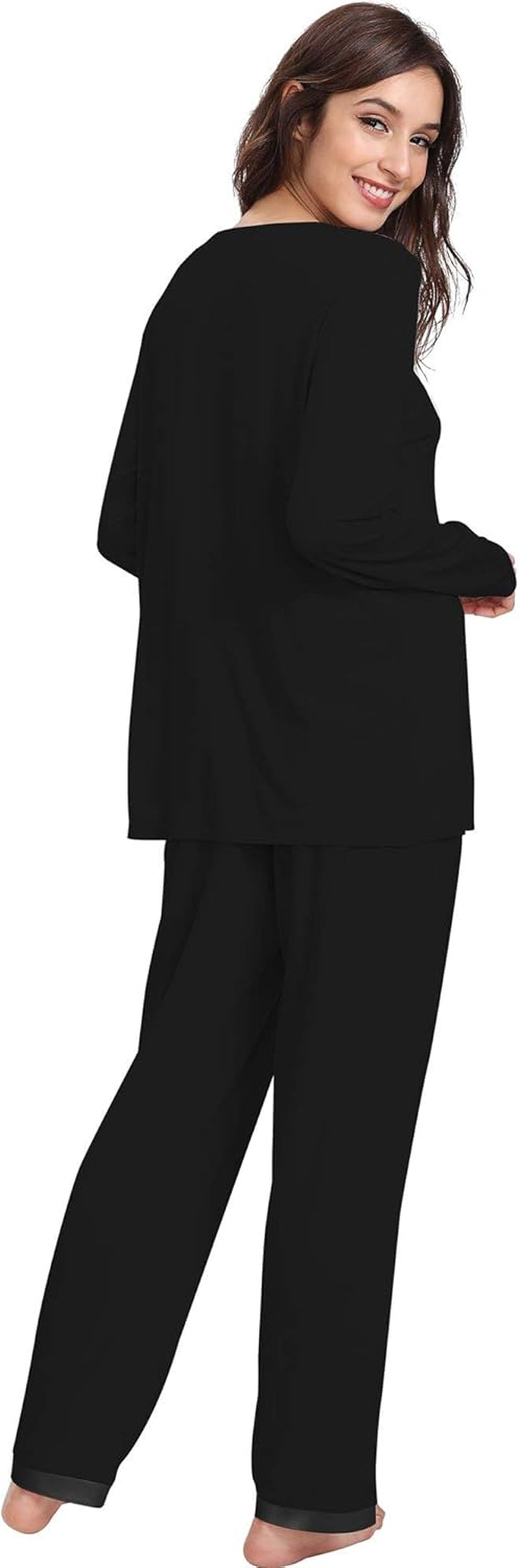 Women'S Bamboo Viscose Long Sleeve Pajamas Set | Super Soft Sleepwear, Cooling Pjs for Hot Flashes & Night Sweats, Moisture-Wicking for Menopause, OEKO-TEX Certified