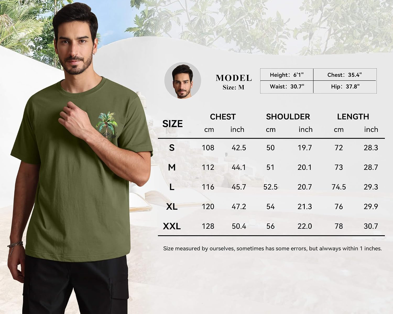 Mens Malibu Vibe Palm Tree California Casual Short Sleeve T-Shirt | Perfect for Surf Travel Great for Beach Lovers West Coast Fans.