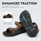 Mens Hiking Sandals with Arch Support - Cushion Sport Athletic Walking Sandles Outdoor Summer Comfortable Casual Waterproof Beach Water Sandal for Wide Feet