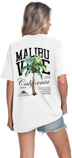 Mens Malibu Vibe Palm Tree California Casual Short Sleeve T-Shirt | Perfect for Surf Travel Great for Beach Lovers West Coast Fans.