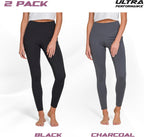 Lightweight Brushed Fleece Lined Leggings Women 2 Pk High Waisted Compression Womens Leggings with Pockets