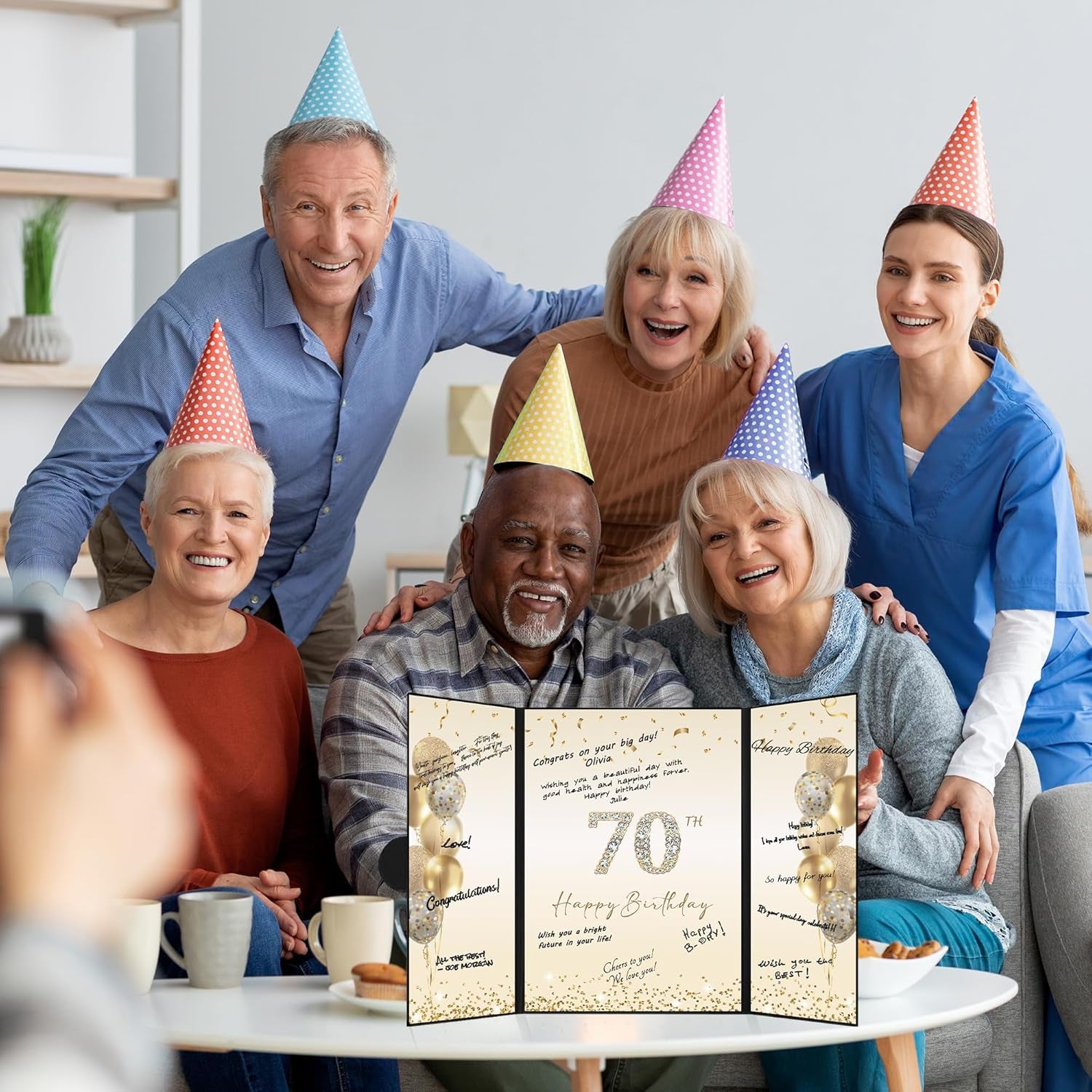 Black Gold 70Th Birthday Party Decorations, Happy 70Th Birthday Alternative Signature Guest Book for Men Women Cheers to 70 Years Old Gifts 70 Birthday Signing Card Board Party Supplies