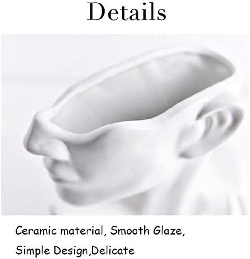 Ceramics Statue Flower Vase Face Pots Bust Head Shaped for Birthday Gifts Home Office Decoration (White) | Greek Sculpture Style, Home Office Decoration, Statue Design